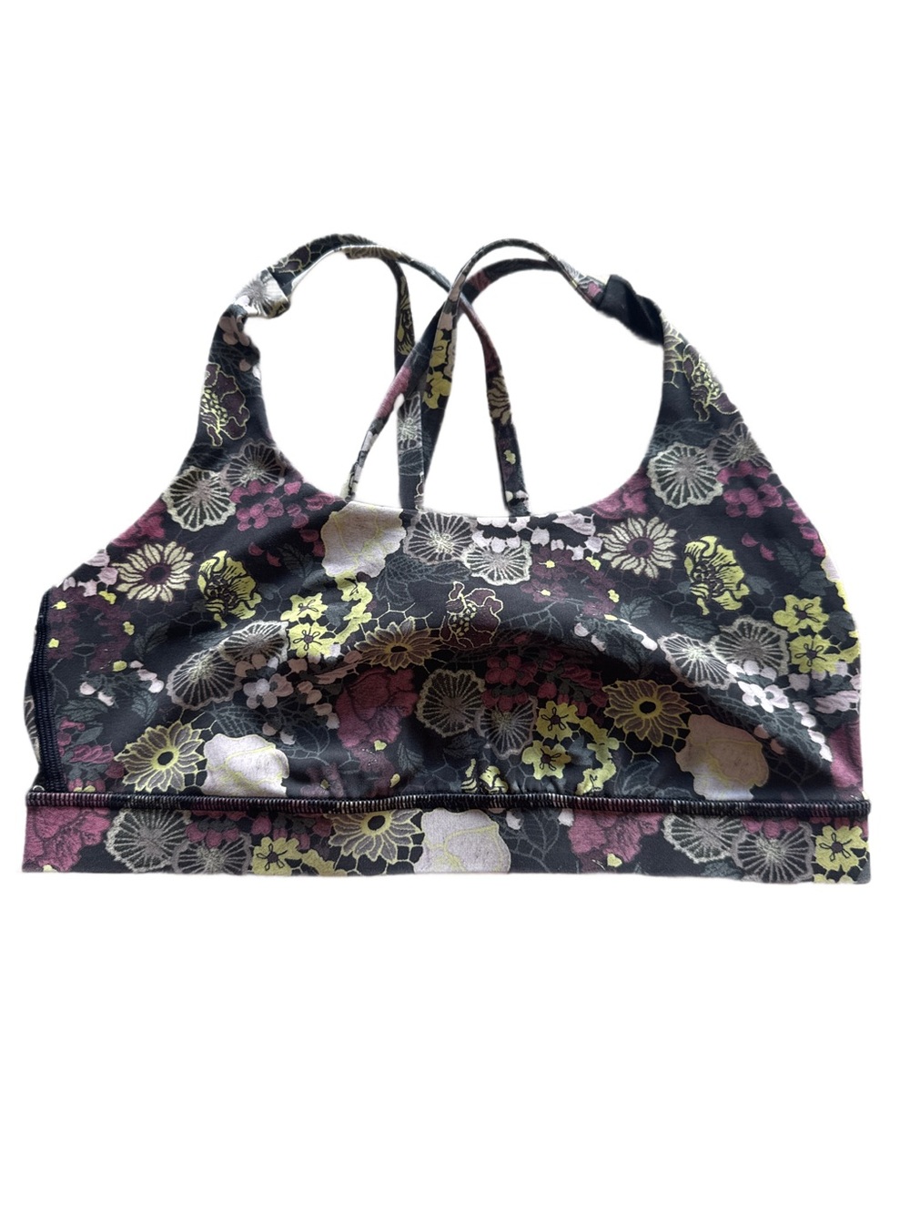 Lululemon Black Floral Energy Bra Size 8